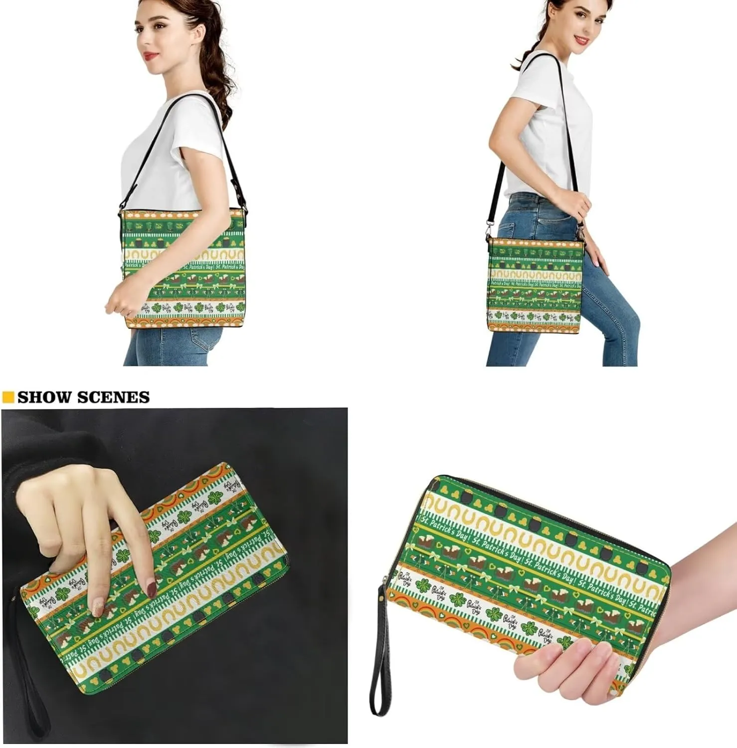 Tote Bags Set 2 Piece Saddle Bags Shoulder Purses for Women Large Capacity with Zipper Wallet Purse for Women