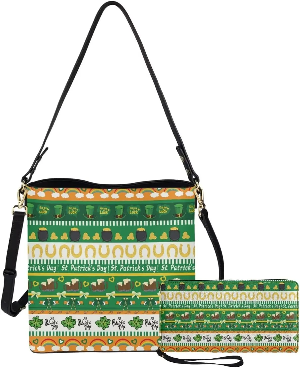 Tote Bags Set 2 Piece Saddle Bags Shoulder Purses for Women Large Capacity with Zipper Wallet Purse for Women
