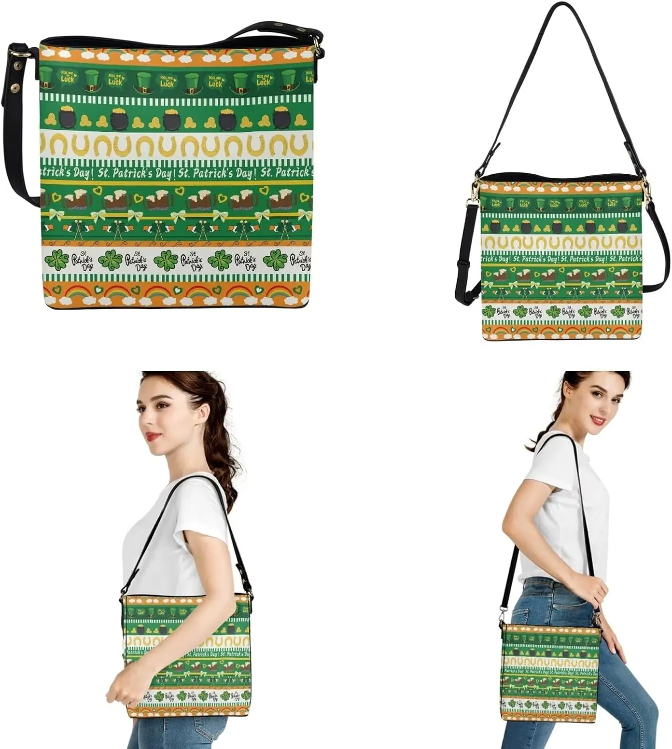 Tote Bags Set 2 Piece Saddle Bags Shoulder Purses for Women Large Capacity with Zipper Wallet Purse for Women