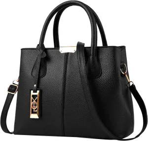 Tote Top Handle Satchel Bags for Women Work Tote Bags with Strap Vintage Top-Handle Handbags Versatile Daily Bag(Black)