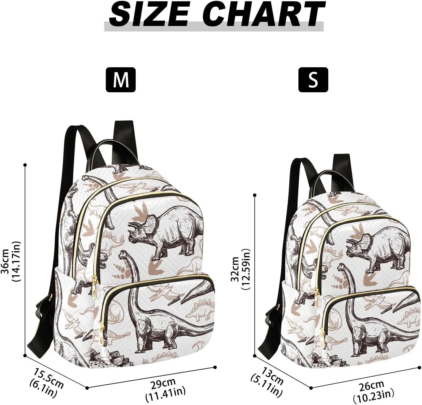 Travel Backpack Purse for Women Fashion Anti-theft Work Casual Animal Dinosaurs Pattern Daypack Shoulder Bag Medium Size