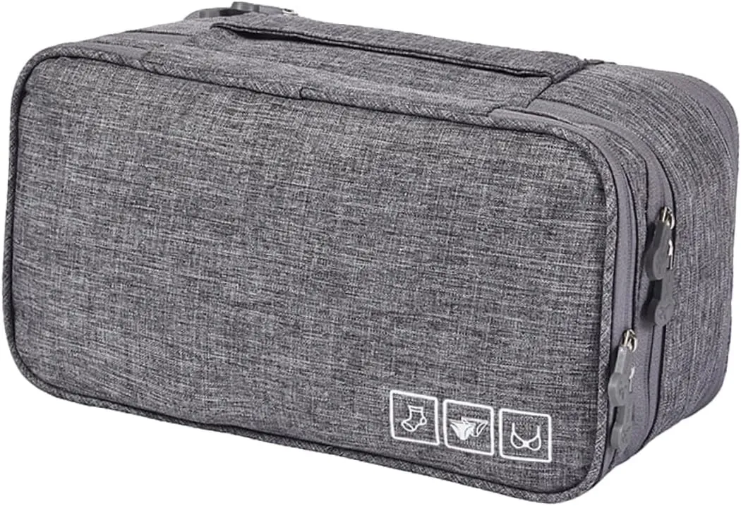 Travel Storage Bag Underwear Organizer Bra Bag Compact Light Grey Pouch