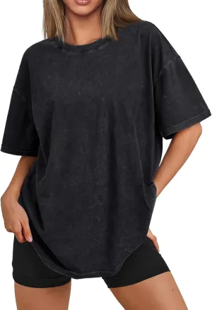 Trendy Queen Oversized Vintage T Shirts for Women Graphic Summer Top 2025 Y2k Short Sleeve Basic Cute Grunge Clothes