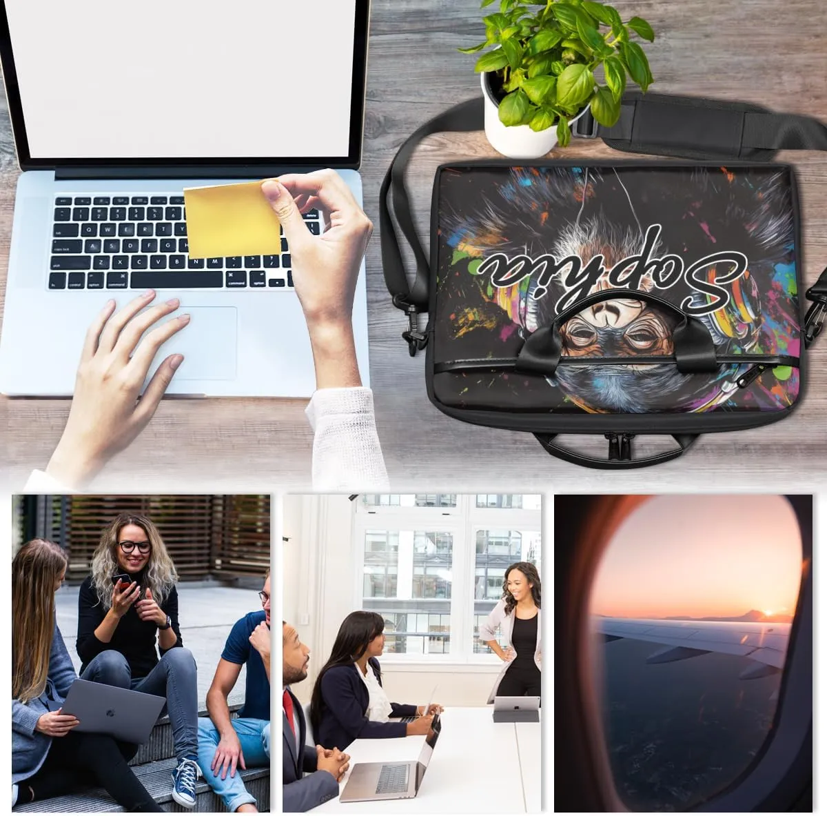TropicalLife Personalized Laptop Bag 15 Inch Custom Sleeve Case with Handle Shoulder Strap Computer Messenger Bag