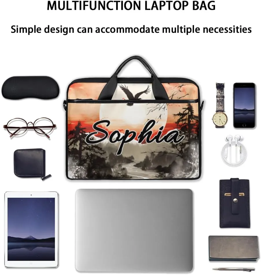 TropicalLife Personalized Laptop Bag 15 Inch Custom Sleeve Case with Handle Shoulder Strap Computer Messenger Bag