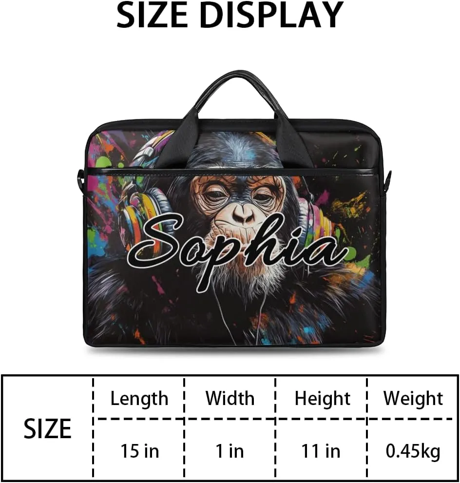TropicalLife Personalized Laptop Bag 15 Inch Custom Sleeve Case with Handle Shoulder Strap Computer Messenger Bag