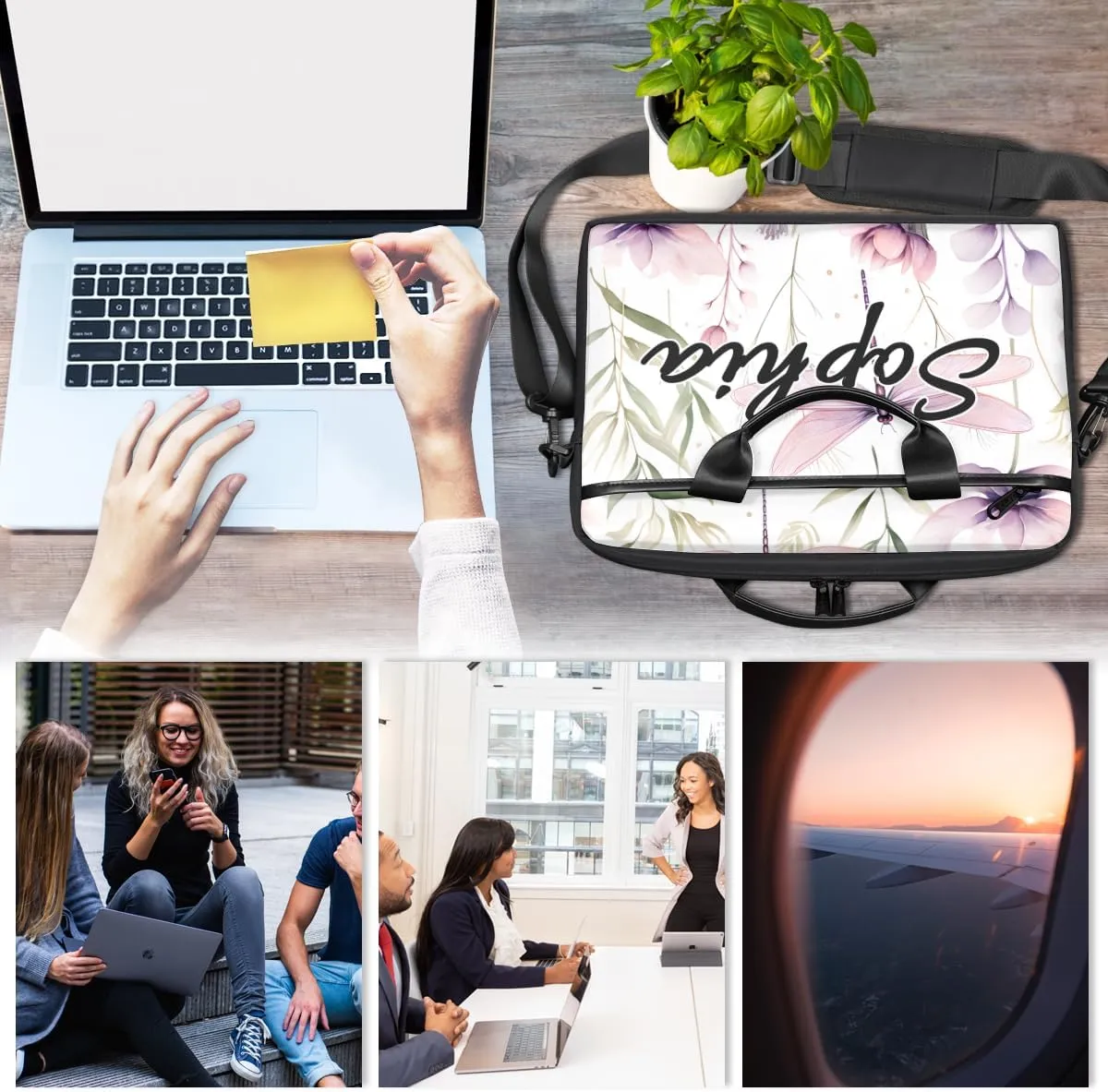 TropicalLife Personalized Laptop Bag 15 Inch Custom Sleeve Case with Handle Shoulder Strap Computer Messenger Bag