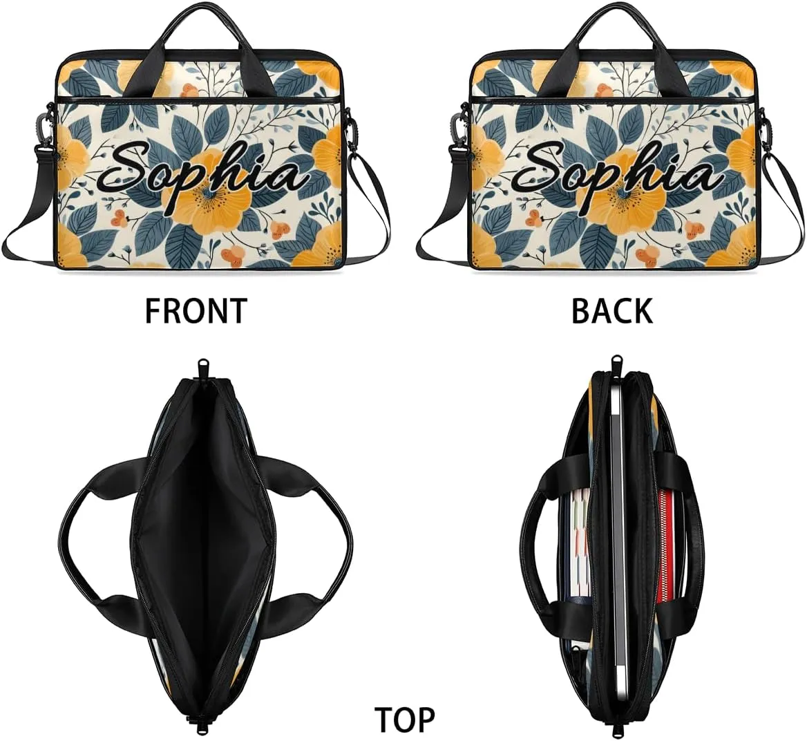 TropicalLife Personalized Laptop Bag 15 Inch Custom Sleeve Case with Handle Shoulder Strap Computer Messenger Bag