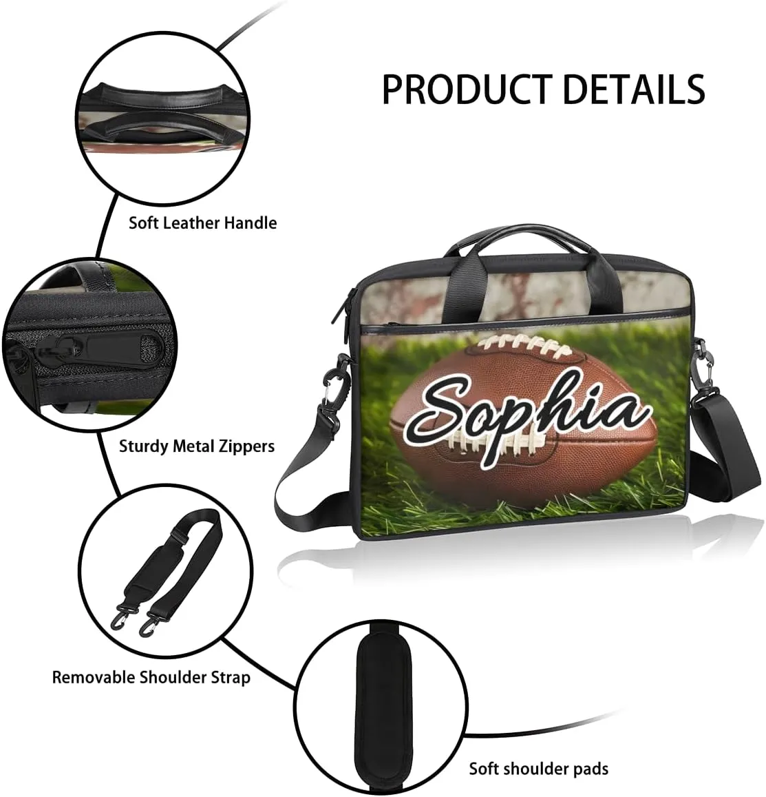 TropicalLife Personalized Laptop Bag 15 Inch Custom Sleeve Case with Handle Shoulder Strap Computer Messenger Bag