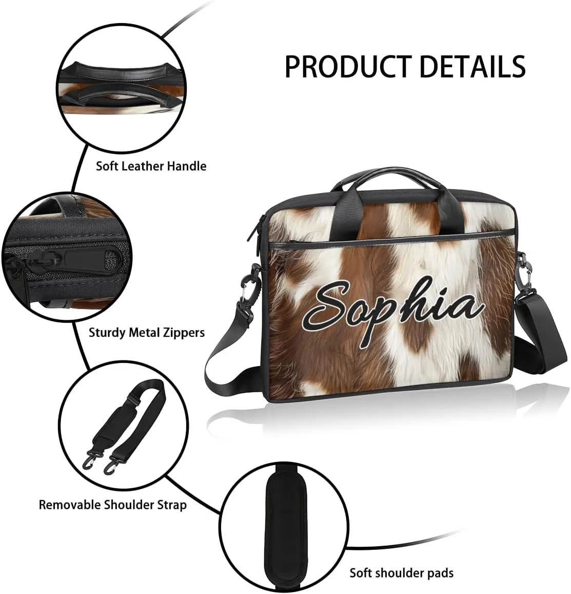 TropicalLife Personalized Laptop Bag 15 Inch Custom Sleeve Case with Handle Shoulder Strap Computer Messenger Bag