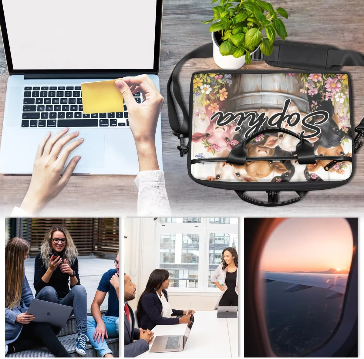TropicalLife Personalized Laptop Bag 15 Inch Custom Sleeve Case with Handle Shoulder Strap Computer Messenger Bag