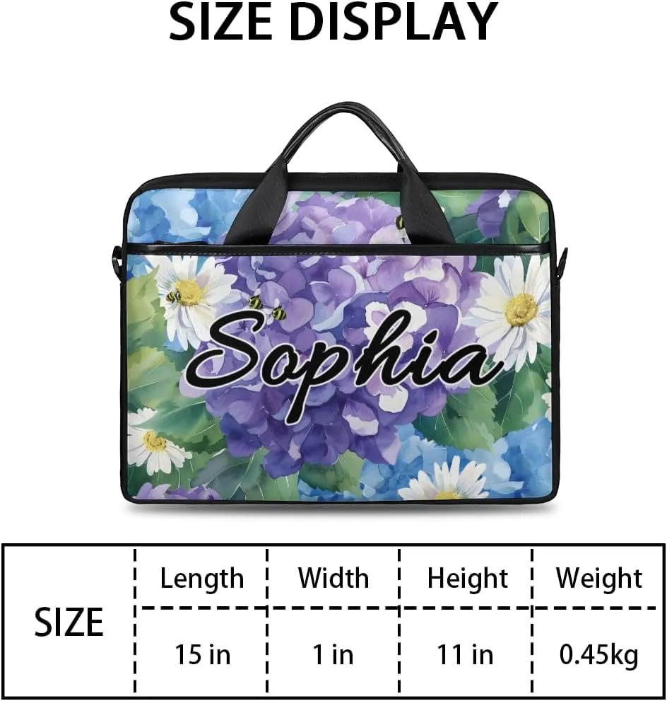 TropicalLife Personalized Laptop Bag 15 Inch Custom Sleeve Case with Handle Shoulder Strap Computer Messenger Bag