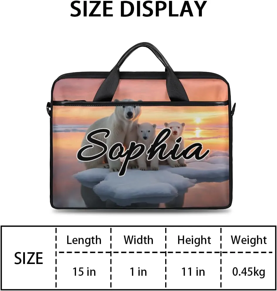 TropicalLife Personalized Laptop Bag 15 Inch Custom Sleeve Case with Handle Shoulder Strap Computer Messenger Bag