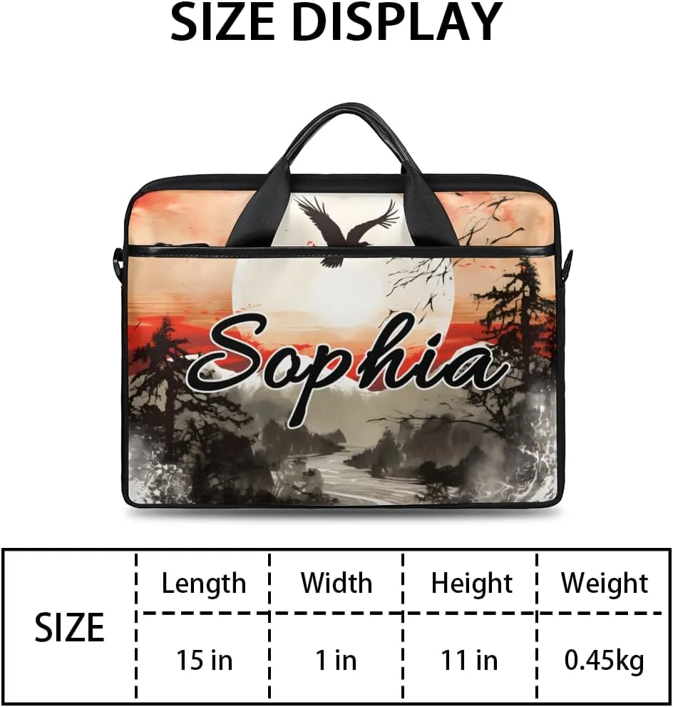 TropicalLife Personalized Laptop Bag 15 Inch Custom Sleeve Case with Handle Shoulder Strap Computer Messenger Bag
