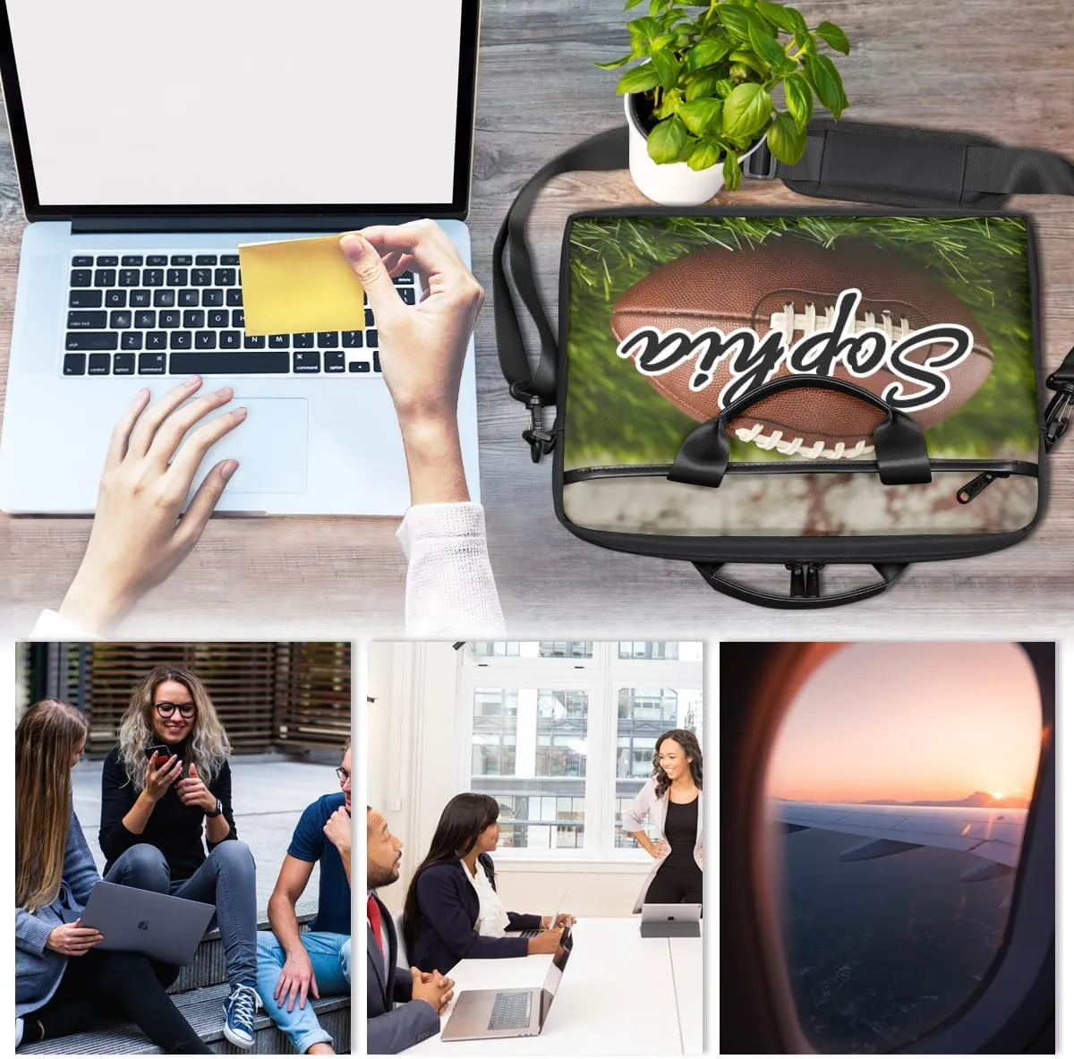 TropicalLife Personalized Laptop Bag 15 Inch Custom Sleeve Case with Handle Shoulder Strap Computer Messenger Bag