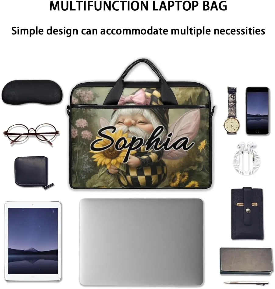 TropicalLife Personalized Laptop Bag 15 Inch Custom Sleeve Case with Handle Shoulder Strap Computer Messenger Bag