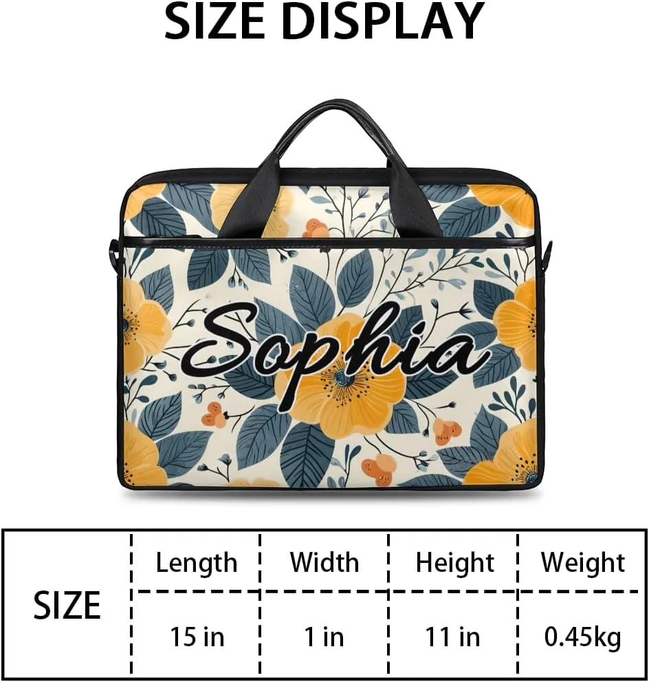 TropicalLife Personalized Laptop Bag 15 Inch Custom Sleeve Case with Handle Shoulder Strap Computer Messenger Bag
