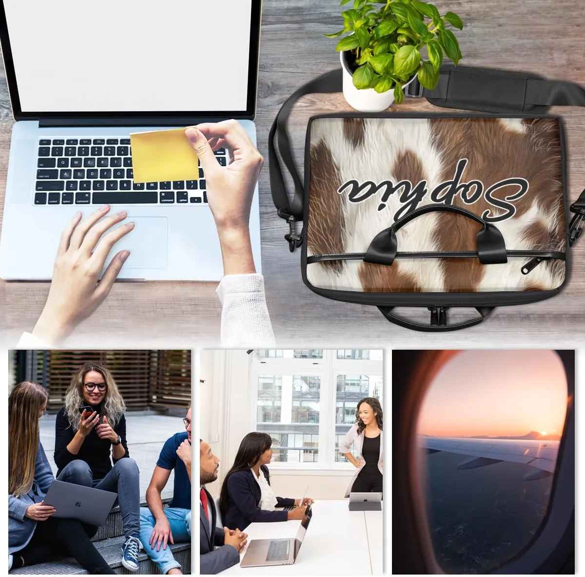 TropicalLife Personalized Laptop Bag 15 Inch Custom Sleeve Case with Handle Shoulder Strap Computer Messenger Bag