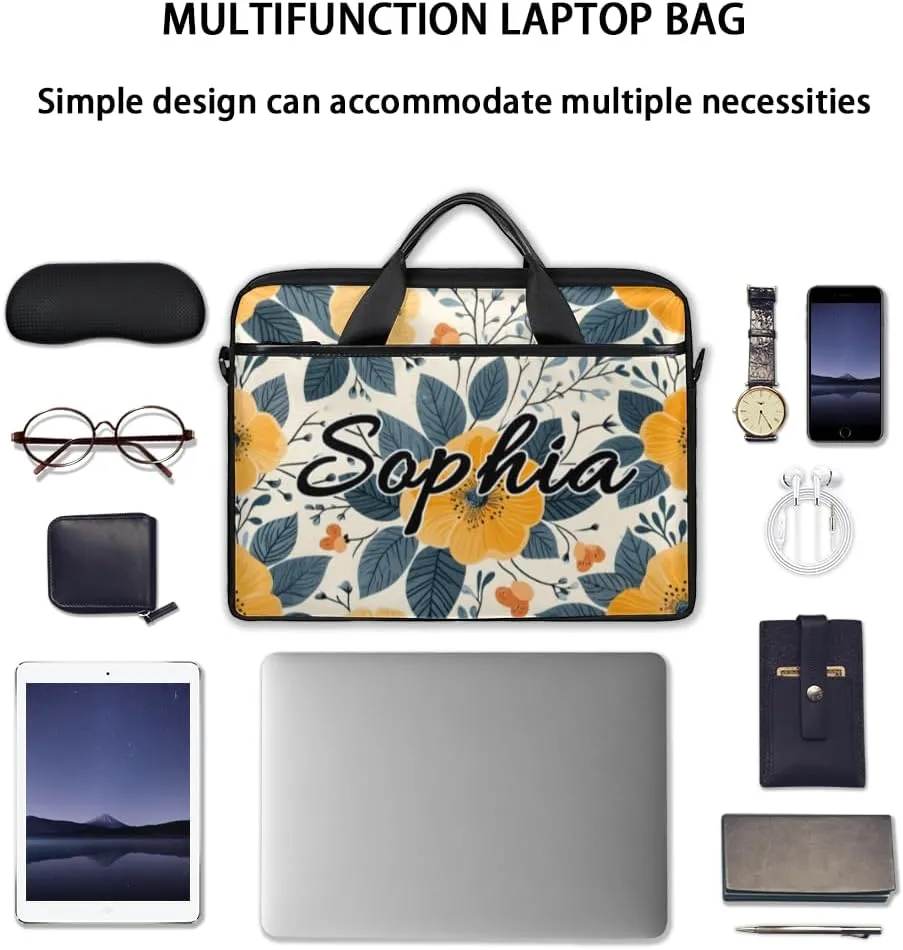 TropicalLife Personalized Laptop Bag 15 Inch Custom Sleeve Case with Handle Shoulder Strap Computer Messenger Bag