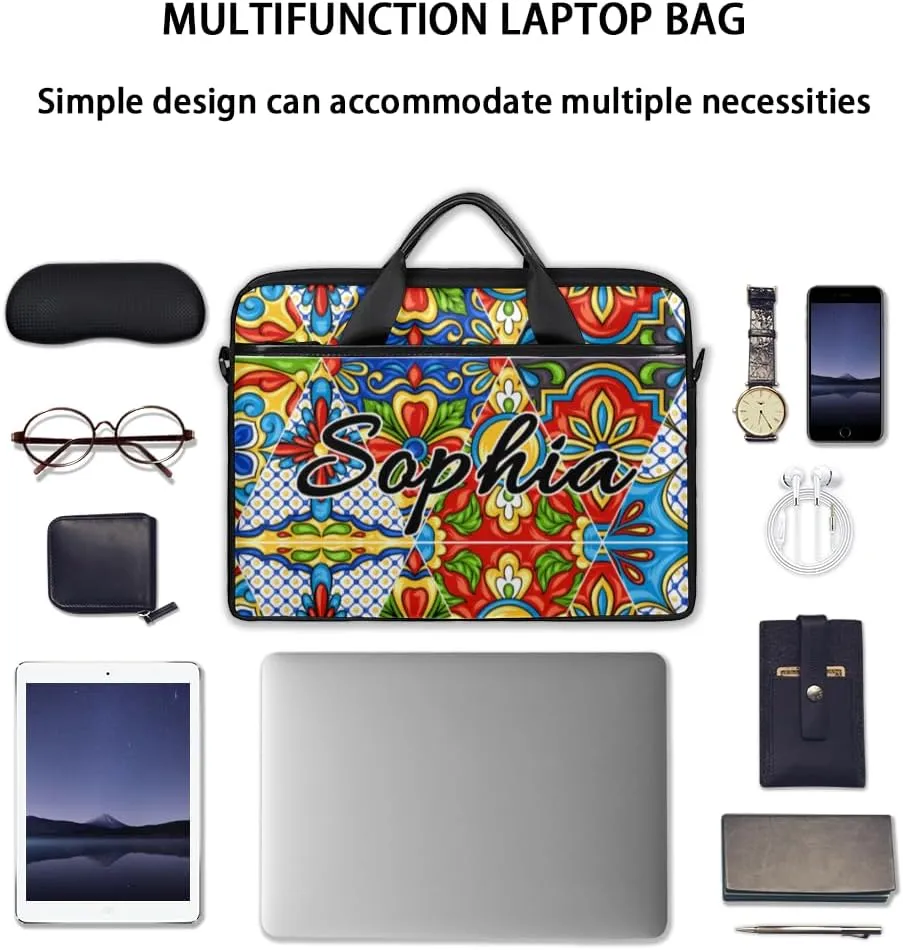 TropicalLife Personalized Laptop Bag 15 Inch Custom Sleeve Case with Handle Shoulder Strap Computer Messenger Bag