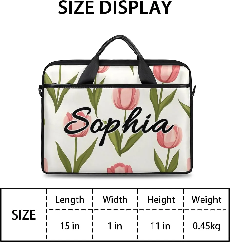 TropicalLife Personalized Laptop Bag 15 Inch Custom Sleeve Case with Handle Shoulder Strap Computer Messenger Bag