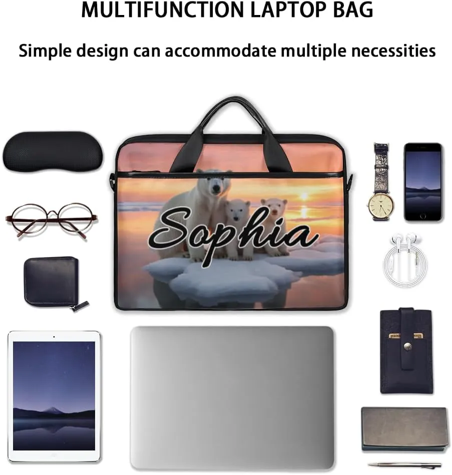 TropicalLife Personalized Laptop Bag 15 Inch Custom Sleeve Case with Handle Shoulder Strap Computer Messenger Bag