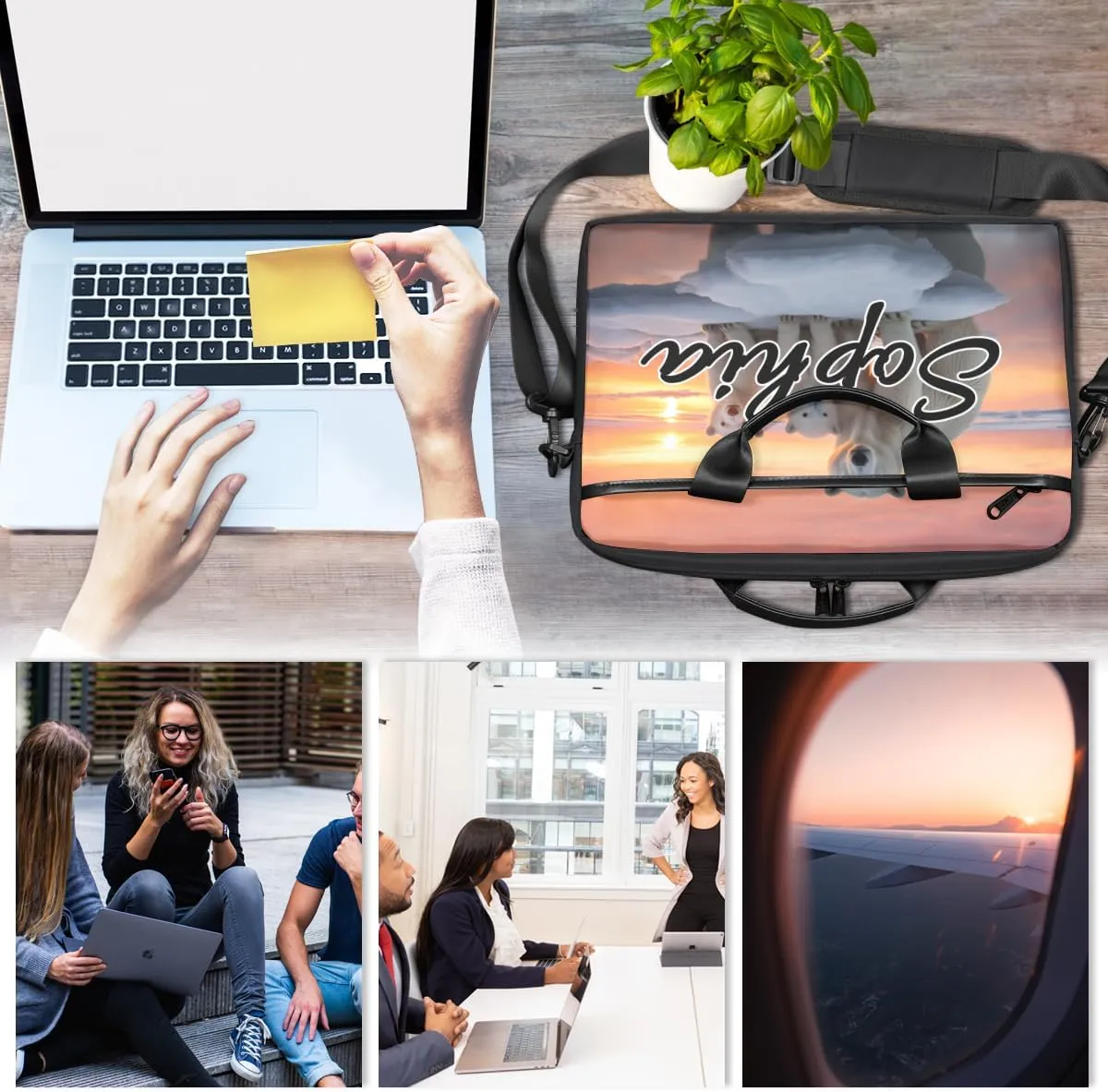 TropicalLife Personalized Laptop Bag 15 Inch Custom Sleeve Case with Handle Shoulder Strap Computer Messenger Bag