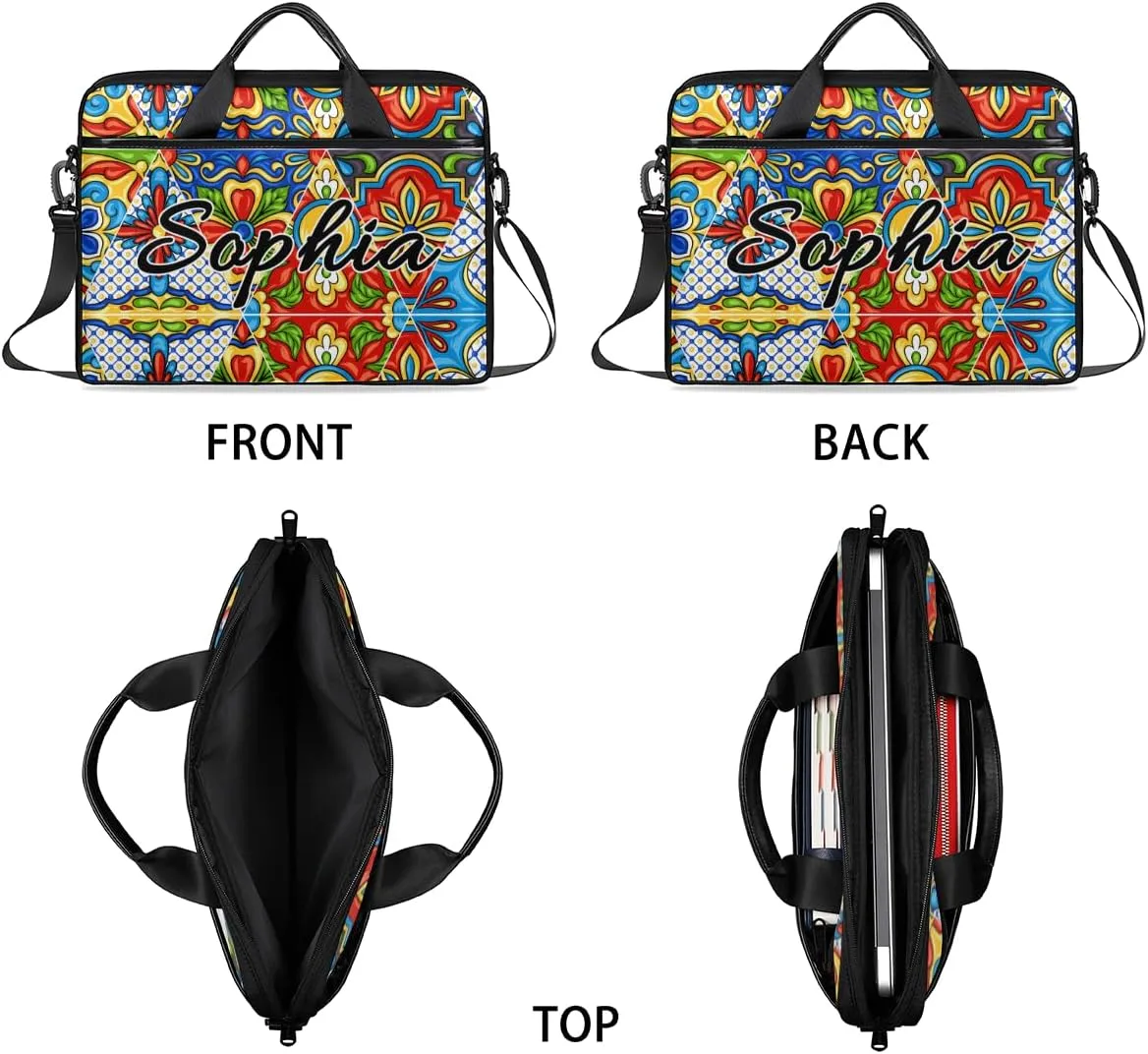 TropicalLife Personalized Laptop Bag 15 Inch Custom Sleeve Case with Handle Shoulder Strap Computer Messenger Bag