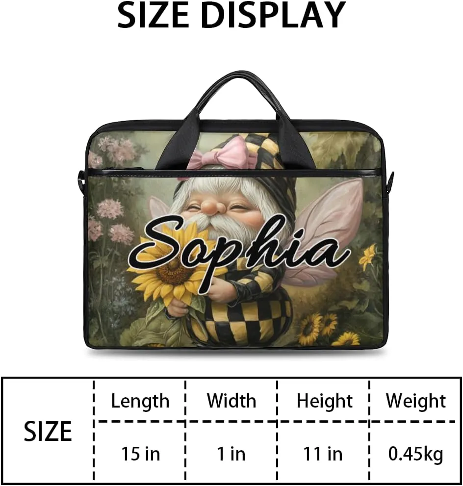 TropicalLife Personalized Laptop Bag 15 Inch Custom Sleeve Case with Handle Shoulder Strap Computer Messenger Bag