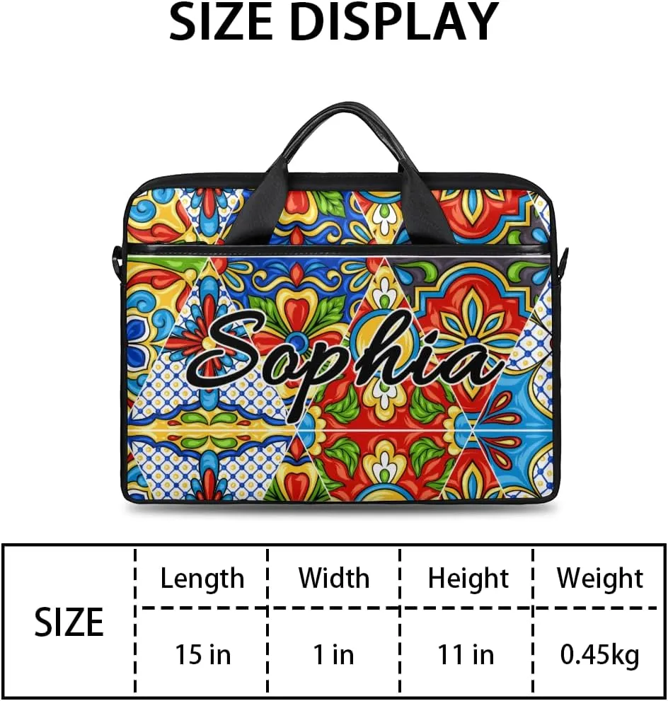 TropicalLife Personalized Laptop Bag 15 Inch Custom Sleeve Case with Handle Shoulder Strap Computer Messenger Bag