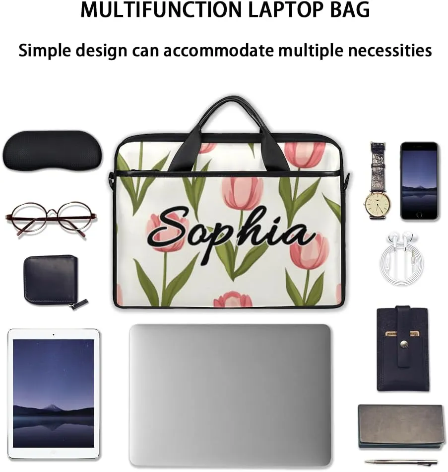 TropicalLife Personalized Laptop Bag 15 Inch Custom Sleeve Case with Handle Shoulder Strap Computer Messenger Bag