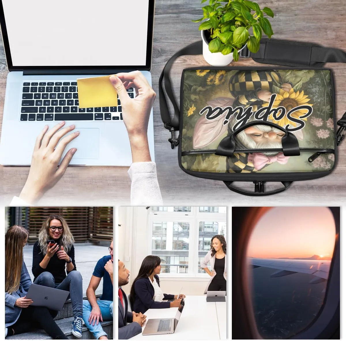 TropicalLife Personalized Laptop Bag 15 Inch Custom Sleeve Case with Handle Shoulder Strap Computer Messenger Bag