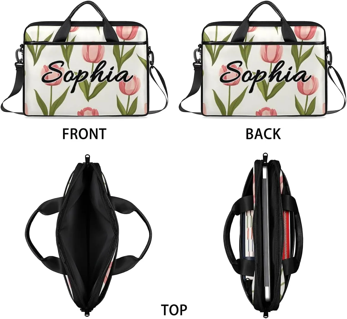 TropicalLife Personalized Laptop Bag 15 Inch Custom Sleeve Case with Handle Shoulder Strap Computer Messenger Bag