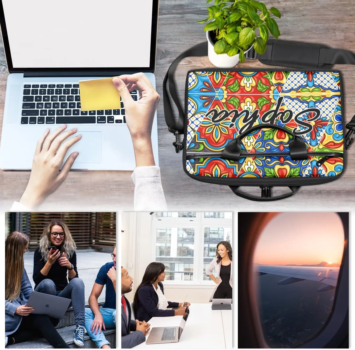 TropicalLife Personalized Laptop Bag 15 Inch Custom Sleeve Case with Handle Shoulder Strap Computer Messenger Bag