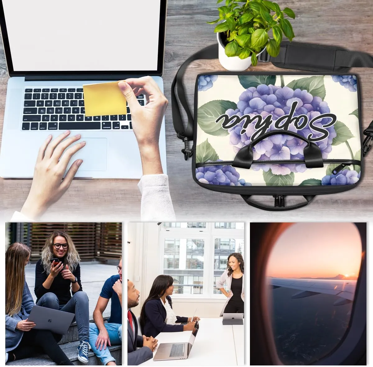 TropicalLife Personalized Laptop Bag 15 Inch Custom Sleeve Case with Handle Shoulder Strap Computer Messenger Bag