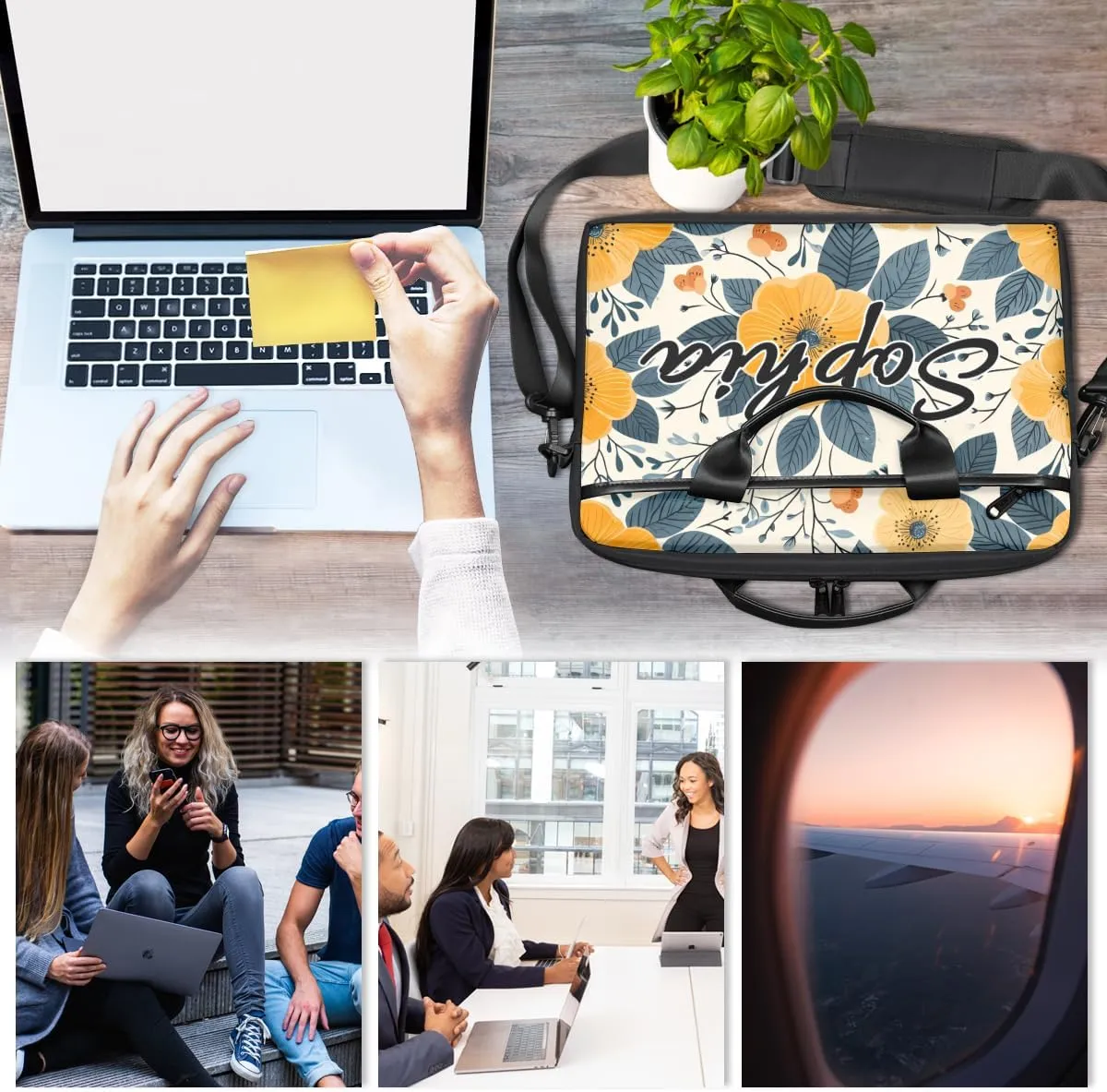 TropicalLife Personalized Laptop Bag 15 Inch Custom Sleeve Case with Handle Shoulder Strap Computer Messenger Bag
