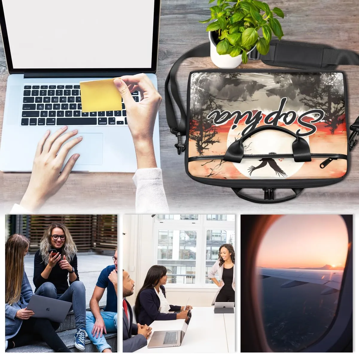 TropicalLife Personalized Laptop Bag 15 Inch Custom Sleeve Case with Handle Shoulder Strap Computer Messenger Bag