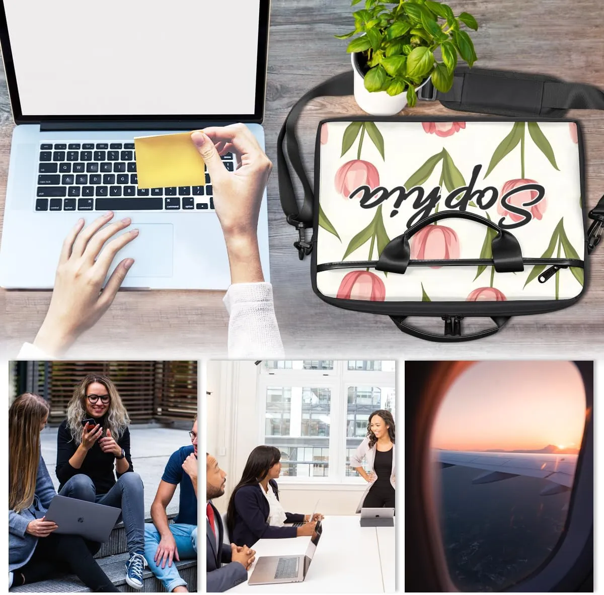 TropicalLife Personalized Laptop Bag 15 Inch Custom Sleeve Case with Handle Shoulder Strap Computer Messenger Bag