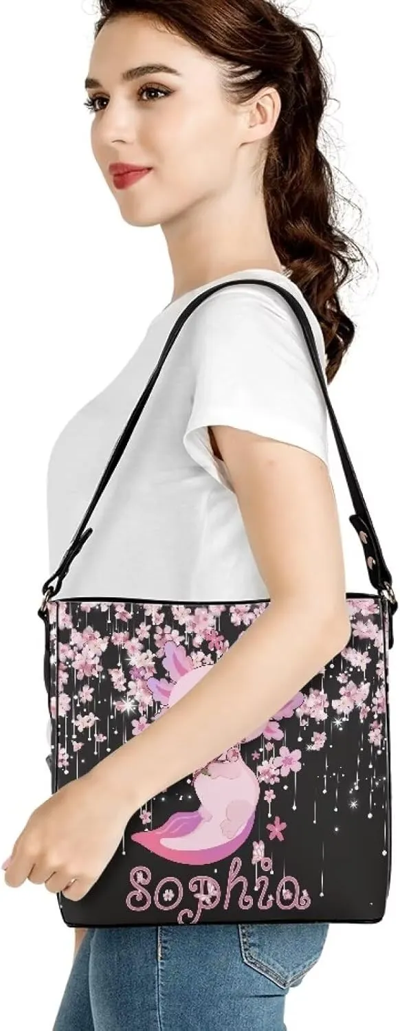 Tuoxiukan Personalized Tote Bags for Women Custom Handbags with Logo Shoulder Cross-body Bucket Bags Gifts for Her
