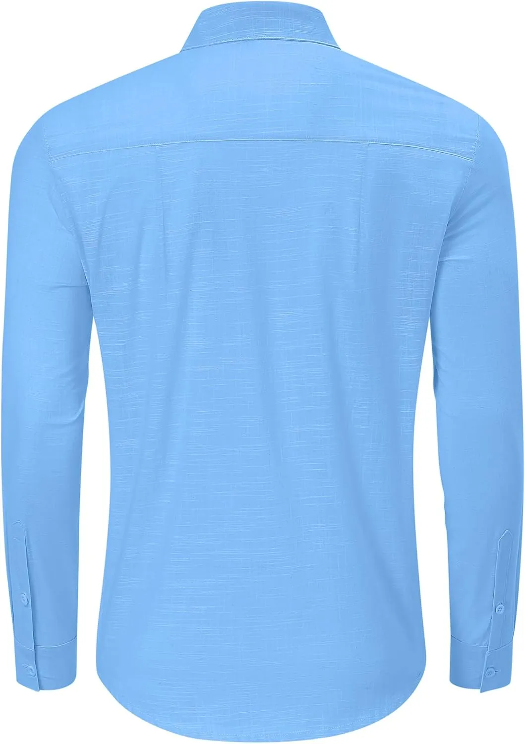 TURETRENDY Mens Button Down Linen Shirts Casual Long Sleeve Dress Shirts Regular Fit Cotton Beach Yoga Shirts with Pocket
