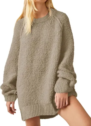 UNCLECAT Women's Oversized Sweaters Trendy Fuzzy Knit Sweater Tops Long Sleeve Crewneck Casual Pullover