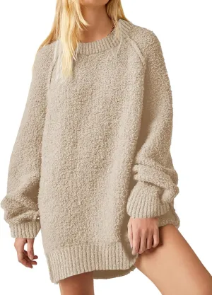 UNCLECAT Women's Oversized Sweaters Trendy Fuzzy Knit Sweater Tops Long Sleeve Crewneck Casual Pullover