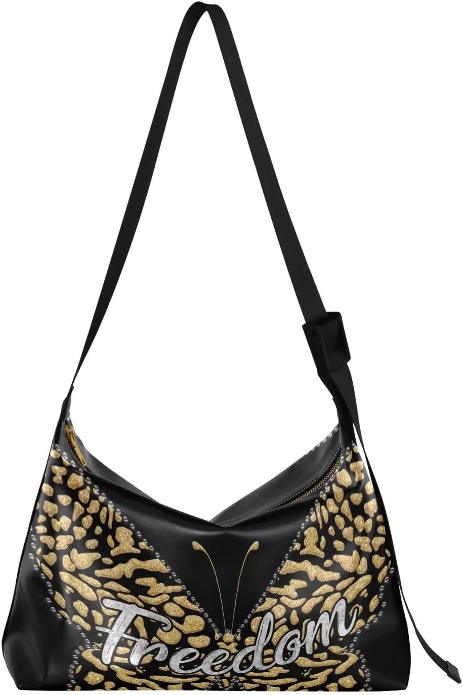 Unique Butterfly Hobo Crossbody Bags for Women Leather Large Shoulder Bag Cross Body Leopard Trendy Womens Tote Bags Handbag for Travel Shopping