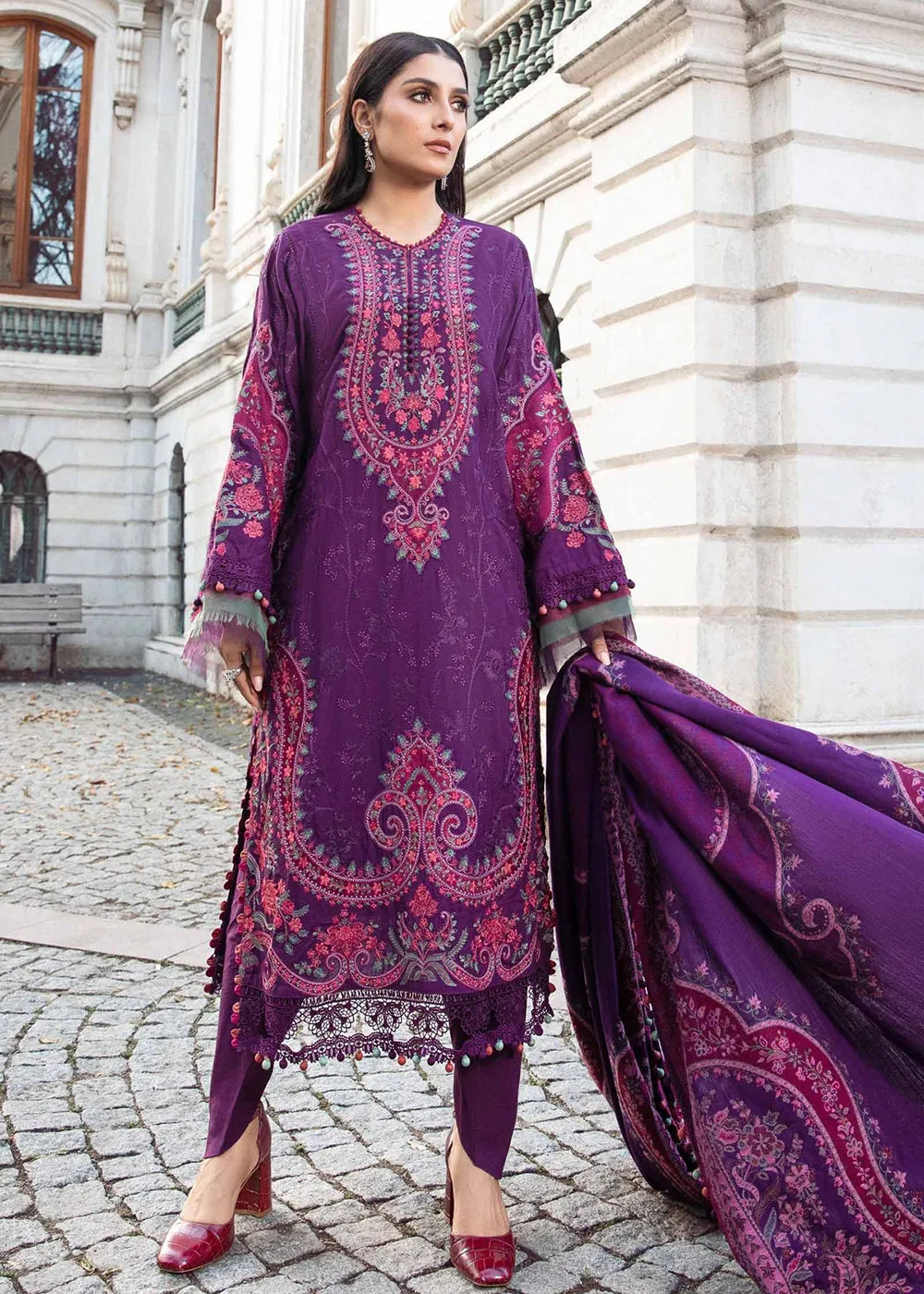 Unstitched Linen 23 by Maria B | Purple DL-1108