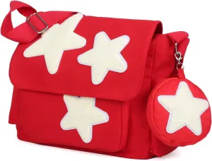 Valleycomfy Messenger Bag,Canvas Messenger Bag with Star Purse,Crossbody Bag for Women