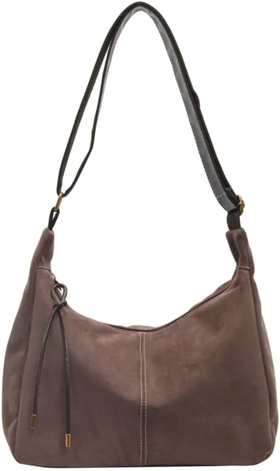 Vintage Chic Suede Tote Bag Shoulder Bag Satchel Purse Slouchy Underarm Bag Work Commute Bag Hobo Bag for Women Girls