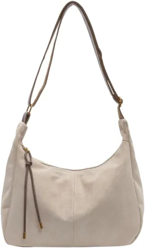 Vintage Chic Suede Tote Bag Shoulder Bag Satchel Purse Slouchy Underarm Bag Work Commute Bag Hobo Bag for Women Girls