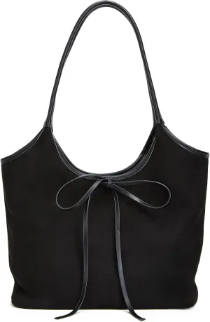 Vintage French Bow Tote Bag Large Capacity Hobo Bag Shoulder Bag Satchel Purse Chic Underarm Bag for Women Girls