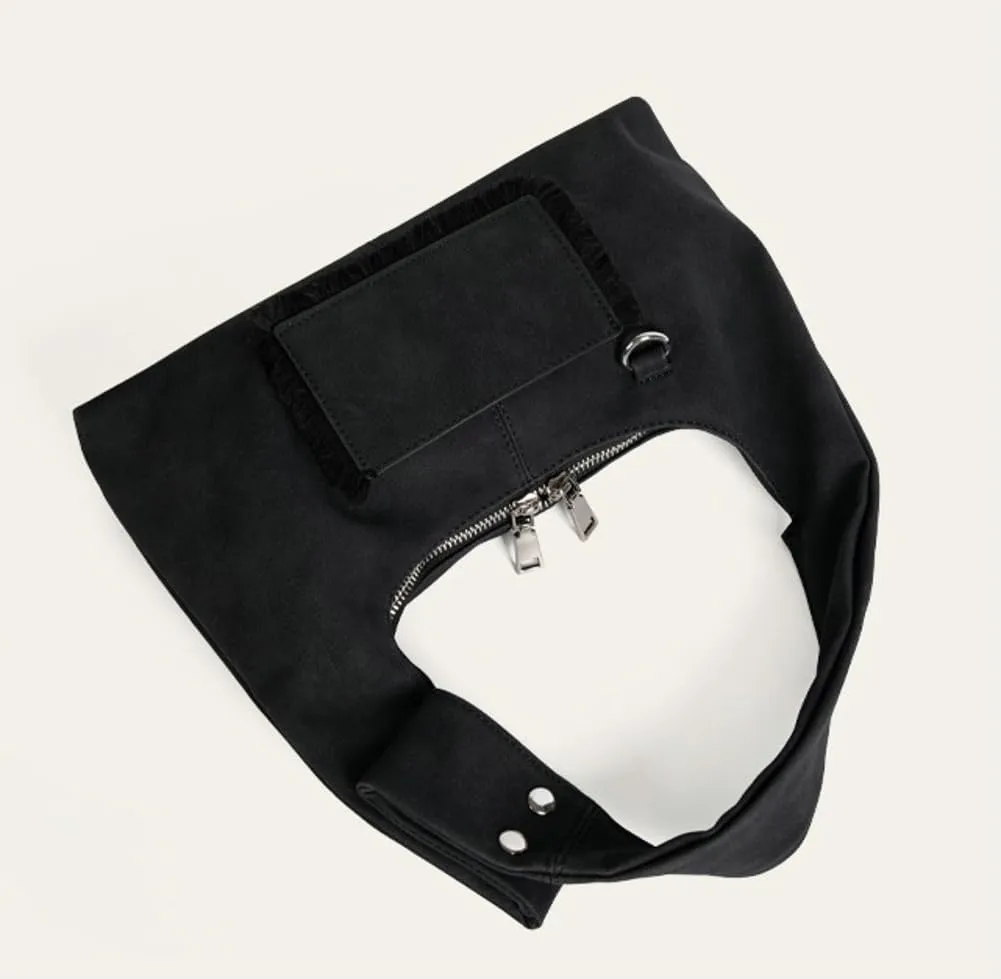 Vintage French Suede Underarm Bag Chic Shoulder Bag Satchel Purse Hobo Tote Bag Trendy Handbag for Women Girls