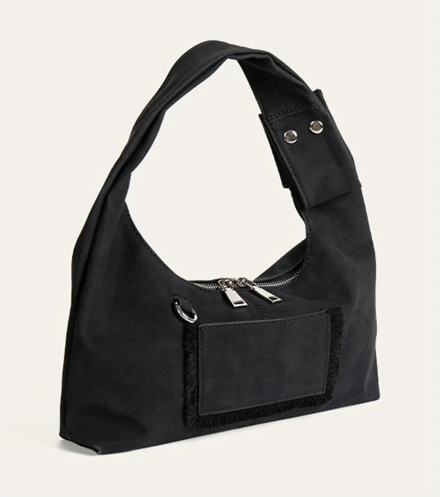 Vintage French Suede Underarm Bag Chic Shoulder Bag Satchel Purse Hobo Tote Bag Trendy Handbag for Women Girls